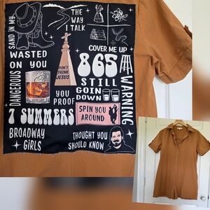 Morgan Wallen Upcycled Ces Femme Collared Short Sleeve Romper Size M